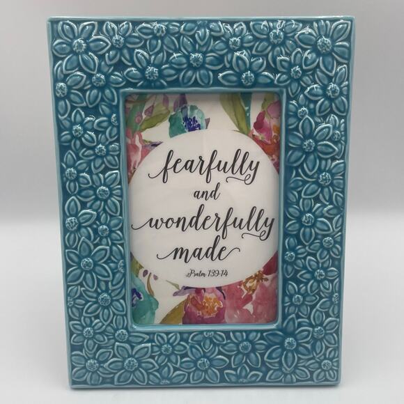Turquoise Blue Ceramic Daisy Floral Photo Frame - Picture 1 of 5